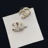 Vrouwen oorrang chenel dubbele c-letter parel vierkant diamanten oorbellen voor vrouwen mode eenvoudige oorbellen voor vrouwen