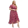 Plus -klänningar Plus -storlek Dot Print Kort SLVE Summer Casual Dresses For Women Y240510