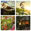Licklip Moon Fairy Garden Solar Lights Outdoor, Crackle Glass Globe z metalowym kątem Wodoodporne ciepłe białe światło LED, dekoracja na ścieżkę trawnik