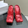 Pantofole tacchi da ballerina fiocchi in pelle di metallo bordi abbinati sottili scarpe di lusso alte