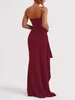 Vrouwen stedelijke sexy jurken mouwloze strapless hoge taille split formele bruiloftsfeestavond maxi jurk