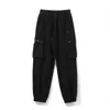 Men's Pants Fashionable oversized jogger mens cotton elastic waist pocket long tapered mens work clothes casual cargo pants blackL2405