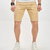 Męskie dżinsy Letnie stylowe rozryte splicing mężczyzn Slim Fit Denim Shorts Street Style Straight Męskie Jean pięciopunktowe spodnie