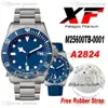 XF ETA A2824 Automatische Herren Uhr Blue Ceramic Lünette Blaues Zifferblatt Titaniumsfall Best Edition PTTD 25600 Puretime Free Gummi -Gurt 8AA1 263I