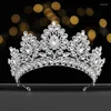 Cabeças de fabela de luxo Multicolor Big Diamond Bridal Crown Gold Birthday Hat Rhinestone Wedding Pageant Tiara