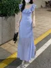 女性用のカジュアルドレススリムフィットロングスカート穏やかなスタイルエレガントでスリミングフィッシュテール2024