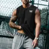 T-shirt maschile estate New Fashion Cotton Sleeveless Henley Shirt Top Top Top Mens T-shirt Gytness Fitness Top Top Sports Casual Sports J240509