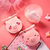 Compact Mirrors Cute little pig makeup mirror with LED light handheld girl small fan portable travel high-definition Q240509
