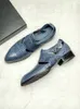Genuine Leather Men's Sandals Summer Square Heel Pointy Toe Casual Blue Shoes P30D50