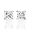 Princess Cut 6mm Topaz Stud Earring 100% Real 925 sterling silver Promise Wedding Earrings for Women Bridal Gemstones Jewelry 273r