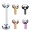 Anneaux de mamelon 1pc en acier chirurgical Labret Piercing Lip Ring Crystal Lip Hélix Piercing Tragus Broupe d'oreille Cartilage Corps de pote