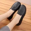 Casual Shoes Summer Hollow Out Women Flats Slip On Ballet Shallow Hand-made Genuine Leather Womens Loafers