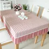 Table Cloth Customized Cover Cotton And Linen Tablecloth Fabric Checkered Rectangular Coffee