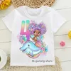 T-shirty dziewczyna T-shirt 2-13 urodzin Digital Cartoon Printing Dziecięcy Prezent urodzinowy Ubranie urocze koszulka Baby Girl Wholel2405