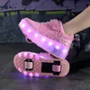 Jongens meisjes roller schoenen led verlicht USB opladen kinderen skate casual skateboarden sport kinderen sneakers 240509