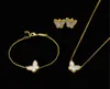 VAF 18Kゴールドファッションクラシックスウィート4Four Leaf Clover Butterfly Bracelet Earrings Necklace Jewelry Set for S925 Silver Van Women1736590