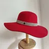 French Vintage Womens Big Brim Colorful Felt Hat Unisexe Fedora Fashion Dome Bucket Church Mariage Hat Wholesale 240510
