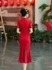 エスニック服yourqipao high-end long chiss style cheongsam for women 2024 China Wedding Toast Qipao Dress Fishtail Skirt