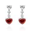 Luxury Heart Topaz Diamond Dangle Parring 100% Original 925 Pendientes de boda de fiesta de plata esterlina para mujeres Joyas de encanto 279W