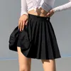 Saias de verão Gótica plissada plissada curta mulher branca cintura elástica mini sexy mircro bordado esportivo tênis