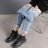 Jeans femminile 2024winter caldo aggiunto in velluto da donna casual coreano ad alta vita sottile pannelli in denim elasticizzate pantaloni dritti
