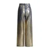 Jeans Bronzing Gold Leggings para mujer Ingeniería Al por mayor para mujer Pantalones rectos Jeans de moda 240423