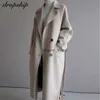 Kvinnors ull blandar vintern beige elegant blandning kvinnor koreanska mode svarta långa rockar vintage minimalistisk ull överrock kamel överdimensionerad