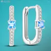 Orecchini per borchie Ahthen 925 Sterling Silver Blue Zirconia Fashion Women