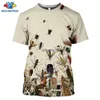 Mens camisetas Sonspee Summer Casual Men T-shirt Insets Birds Printing 3D T Camisetas unissex Tops