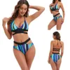 Swimwear féminin 2022 Nouveau bikini Stripe Slim Sexy Split Split Swimsuit sans acier Support Bikini féminin