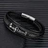 Bracelets de charme Mkendn Punk Mens 316L VINTAGE VIKING KNIGHTS SWORD BRACELET CHARM CUIR BRACELET BRACELET MALON NORSE AMULET JIANDRY Y240510