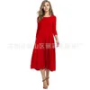 Autumn 2018 New Round Neck Medium Sleeve Solid Dress 4ZLS