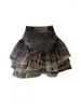 Skirts Streetwear Vintage Short Denim Skirt Women Harajuku Y2k E-girl High Waist Mini Gothic Punk Loose Cake Design