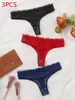 Dames slipje sexy en charmant ondergoed ultradunne volle kant string 3 pc's zwart blauw rood kan worden gekoppeld aan een lingerie 363-3