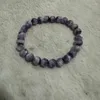 Link Armbänder Pangem-Withesale 1PCS natürliche Hundzähne Amethyst Perlenarmband 6 mm 8 mm 10 mm 12 mm runde Edelsteinperlen 18,5 cm lang