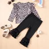 Ensembles de vêtements Toddler Girl Clothes Set Ruffle T-shirt Leopard Prints Top Fared Pantal