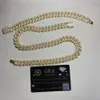 Gemme HQ da 14 mm Solid Sier Iced Out Diamond VVS Moissanite Hip Hop Cuban Link Miami Chokers Collana per uomini