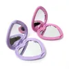 Miroirs compacts miroir manuel à double face en forme de coeur populaire et mignon maquillage coeur Q240509