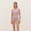 Frauen Badebekleidung Koreanische Sommer -Sommer Kurzarm Trikini Ein Stück Badeanzug Frauen Monokini Biquini Sport Badeanzug 2024 Strandkleidung