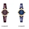 Westerse keizerin Dowager Watch Womens Light Luxe Kleine en eenvoudig modieus paars blauw echt leer