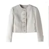 Giacche da donna White Tweed Green Coat Spring/Autumn Short Short Short Small top fragrant