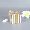 3pcs envoltura de regalo 10pcs/bolsa Boda Caja de chocolate Caja de dulces Package Baking Party Decoraciones de boda Invitaciones de boda Mini Stripe Regalo