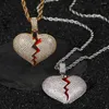 Chaines bijoux hip-hop cuivre en cuivre incrusté zircon love pendentif marque à la mode mâle et féminin personnalisé coeur chagrin