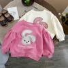 Pullover Baby Girl Sport Shirt Childrens Rabbit Print Hoodie Dikke Shirt Lente/Zomer 2024 Kinderkleding Leeftijden 1 tot 6 PrincessL2405