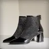 Boots Produits en cuir authentique en cuir chunky sandales féminines à talons hauts Gauze blanches Chaussures minces confortables Lace Sem Lady -40