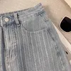 Юбки 2024 Женская летняя юбка Diamond Flash Cowboy Bustier Y2K Spicy Girl High Packe Thin Package Hip Jean Sexy A-Line