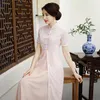 Vestidos de festa rosa/vermelha mulher Aodai Vietnã Roupas tradicionais Ao Dai Restas e traje de vestido melhorado Cheongsam Ethnic Style