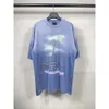 Parijs B Home Hoge kwaliteit Eiffeltoren Inkjet Gradiënt Kleur Afdrukken Was Wash Loose Men's en Dames met korte mouwen T-shirt