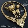 18K Jewelry Sets for Women Gold Color African Dubai Jewellery Necklace Bracelet Earrings Ring Wedding Party Lady Gift 240510