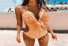 Deep Plunge v Neck Fringe вырезать купальники Trikini Women Sexy Balter Blater Tassel Shupwear Bath Cust Monokini 2107126570050